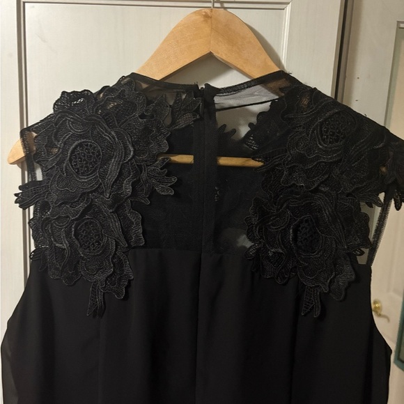 Sheer Black Lace neck line Bohemian Gown Knee Length Size 16W Holiday - Picture 4 of 11